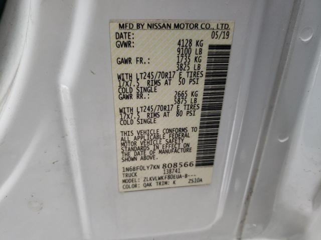 1N6BF0LY7KN808566 - 2019 NISSAN NV 2500 S WHITE photo 12