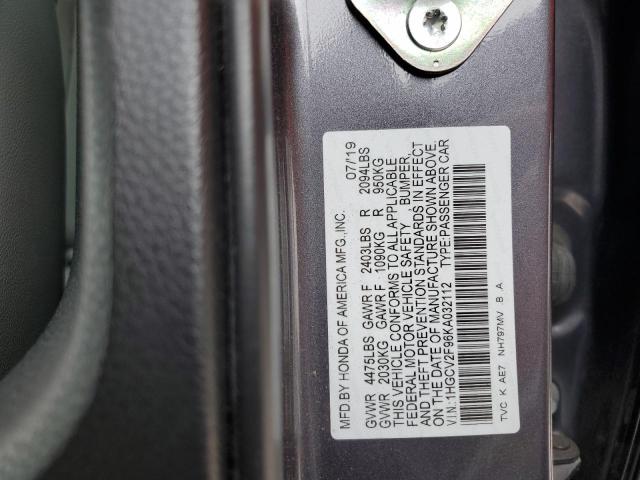 1HGCV2F96KA032112 - 2019 HONDA ACCORD TOURING GRAY photo 13