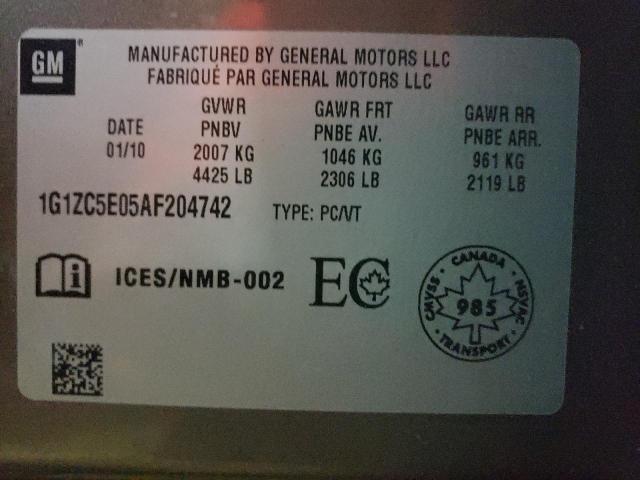 1G1ZC5E05AF204742 - 2010 CHEVROLET MALIBU 1LT GRAY photo 12