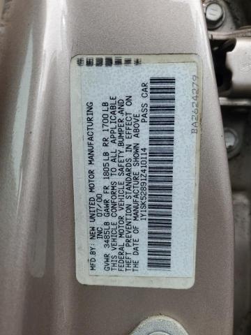 1Y1SK52891Z410114 - 2001 CHEVROLET GEO PRIZM BASE TAN photo 12