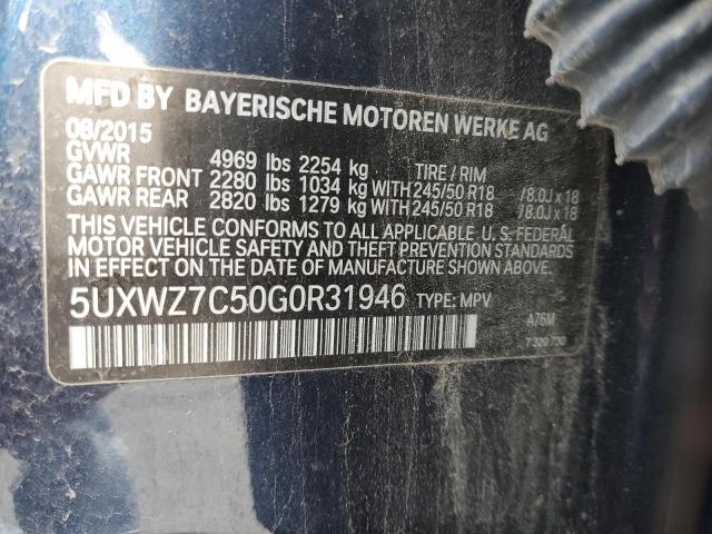 5UXWZ7C50G0R31946 - 2016 BMW X3 SDRIVE28I BLUE photo 13