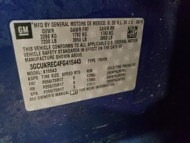 3GCUKREC4FG415443 - 2015 CHEVROLET SILVERADO K1500 LT BLUE photo 12