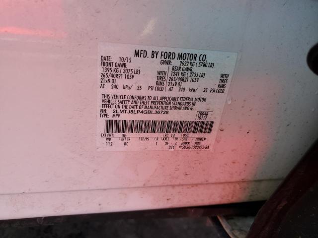 2LMTJ8LP4GBL36728 - 2016 LINCOLN MKX RESERVE Beyaz fotoğraf 13