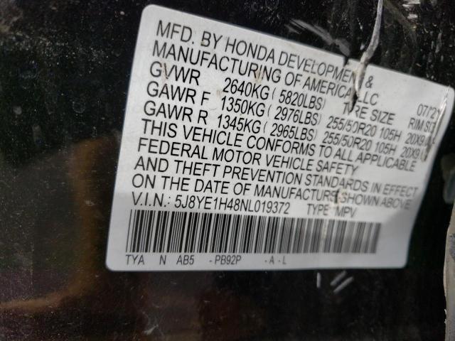 5J8YE1H48NL019372 - 2022 ACURA MDX TECHNOLOGY BLACK photo 12