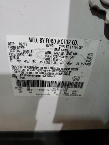 1FMHK8F89BGA20648 - 2011 FORD EXPLORER LIMITED Ağ foto 13