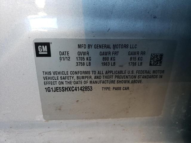 1G1JE5SHXC4142853 - 2012 CHEVROLET SONIC LTZ SILVER photo 12