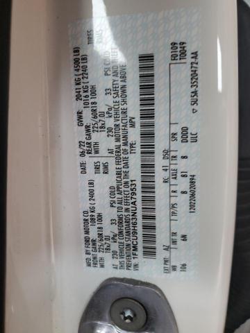 1FMCU9H63NUA79531 - 2022 FORD ESCAPE SEL WHITE photo 12