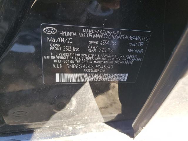 5NPEG4JA2LH045240 - 2020 HYUNDAI SONATA SE BLACK photo 12