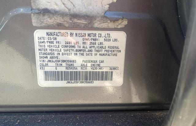 JNKAJ09F38M359483 - 2008 INFINITI EX35 BASE ნაცრისფერი ფოტო 10