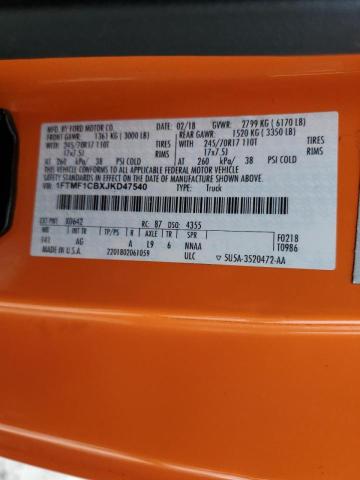 1FTMF1CBXJKD47540 - 2018 FORD F-150 ORANGE photo 12