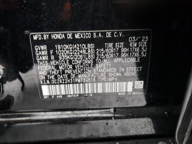 3CZRZ2H31PM739516 - 2023 HONDA HR-V LX BLACK photo 13