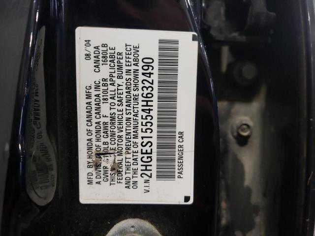 2HGES15554H632490 - 2004 HONDA CIVIC LX BLACK photo 13