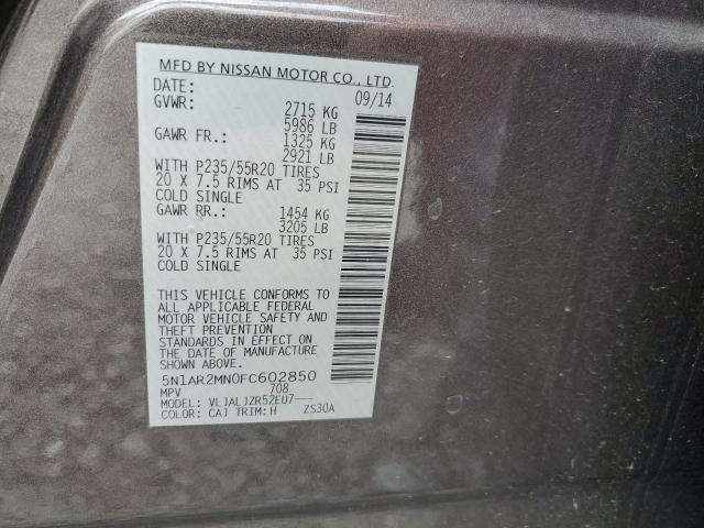 5N1AR2MN0FC602850 - 2015 NISSAN PATHFINDER S 灰色 照片 13