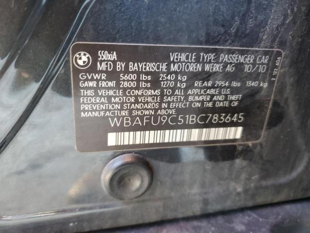 WBAFU9C51BC783645 - 2011 BMW 550 XI GRAY photo 12