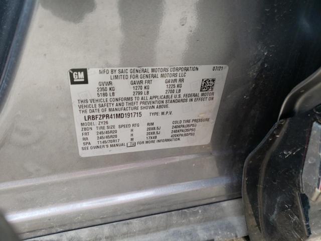 LRBFZPR41MD191715 - 2021 BUICK ENVISION ESSENCE ნაცრისფერი ფოტო 12