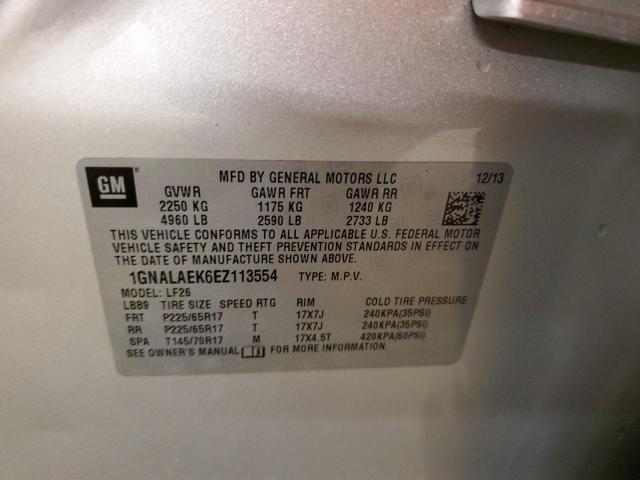 1GNALAEK6EZ113554 - 2014 CHEVROLET EQUINOX LS SILVER photo 12