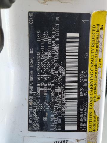 5TFRM5F13BX022447 - 2011 TOYOTA TUNDRA DOUBLE CAB SR5 WHITE photo 12