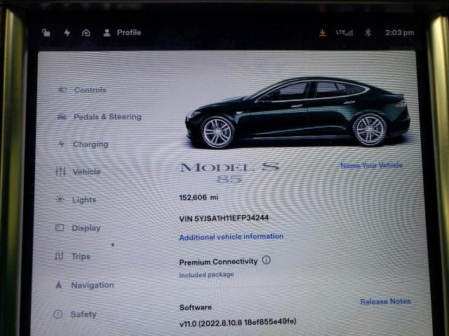 5YJSA1H11EFP34244 - 2014 TESLA MODEL S Մոխրագույն լուսանկար 9