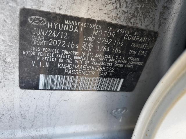 KMHDH4AE6DU585222 - 2013 HYUNDAI ELANTRA GLS SILVER photo 12