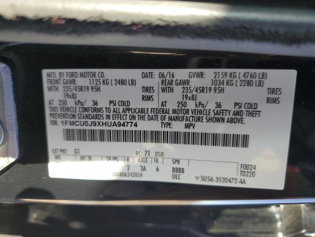 1FMCU0J9XHUA94774 - 2017 FORD ESCAPE TITANIUM BLACK photo 13