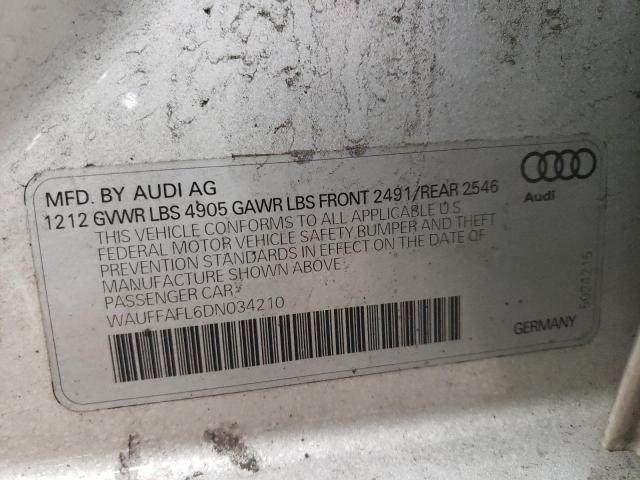 WAUFFAFL6DN034210 - 2013 AUDI A4 PREMIUM PLUS SILVER photo 12