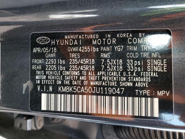 KM8K5CA50JU119047 - 2018 HYUNDAI KONA ULTIMATE CHARCOAL photo 13