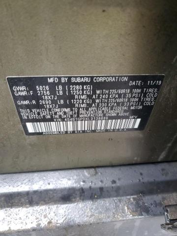 4S4BTGPDXL3138886 - 2020 SUBARU OUTBACK TOURING LDL მწვანე ფოტო 13