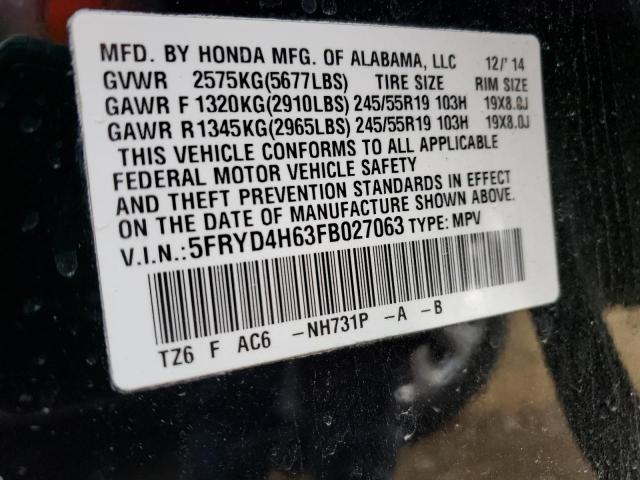 5FRYD4H63FB027063 - 2015 ACURA MDX TECHNOLOGY BLACK photo 13
