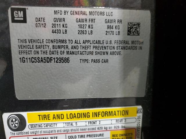 1G11C5SA5DF129586 - 2013 CHEVROLET MALIBU 1LT GRAY photo 13