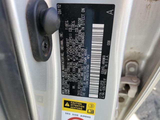 5TDBK3EH8DS181466 - 2013 TOYOTA HIGHLANDER BASE Күміс фото 12