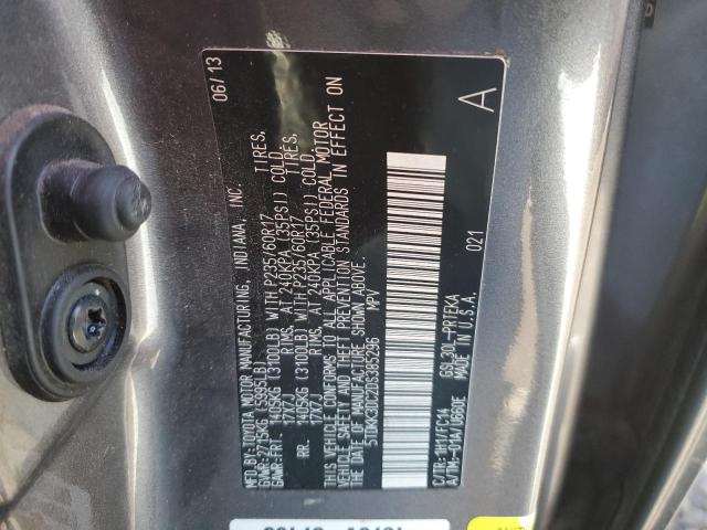 5TDKK3DC2DS385296 - 2013 TOYOTA SIENNA LE GRAY photo 13