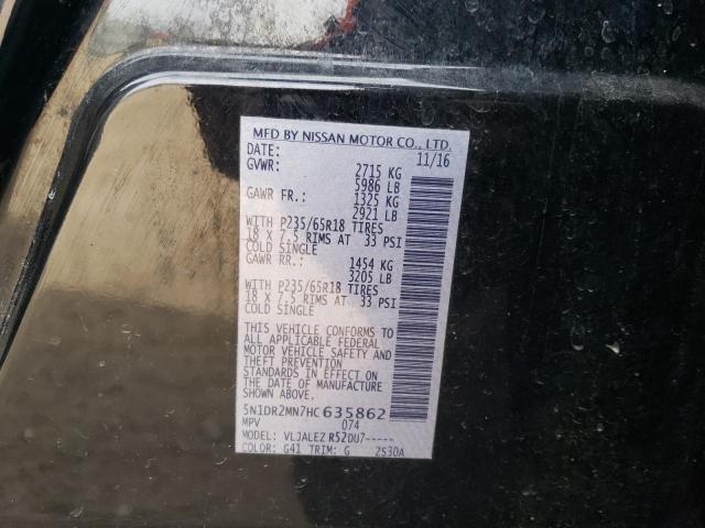 5N1DR2MN7HC635862 - 2017 NISSAN PATHFINDER S 黑色 照片 12