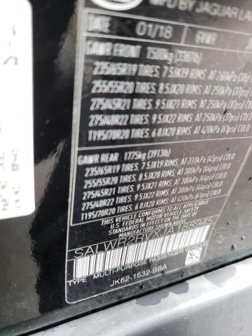 SALWR2RVXJA188945 - 2018 LAND ROVER RANGE ROVE HSE BLACK photo 12