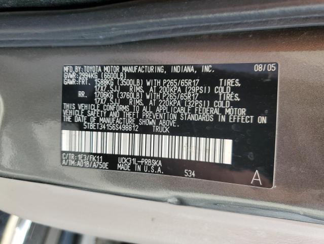 5TBET34156S498812 - 2006 TOYOTA TUNDRA DOUBLE CAB SR5 CHARCOAL photo 12