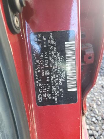 KMHCU5AE2CU044650 - 2012 HYUNDAI ACCENT GLS RED photo 12