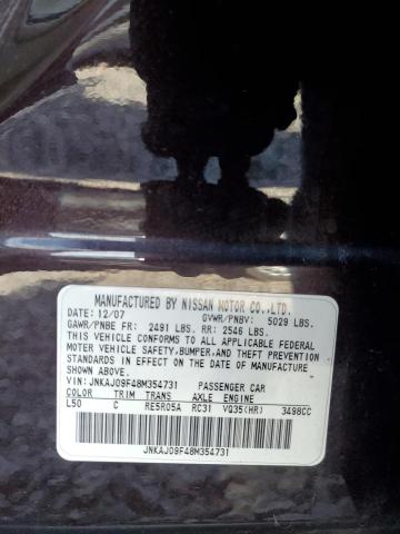 JNKAJ09F48M354731 - 2008 INFINITI EX35 BASE Բորդո լուսանկար 12