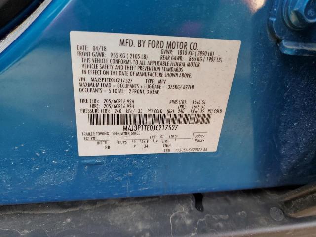 MAJ3P1TE0JC217527 - 2018 FORD ECOSPORT SE BLUE photo 14