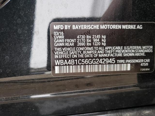 WBA4B1C56GG242945 - 2016 BMW 435 I GRAN COUPE BLACK photo 12