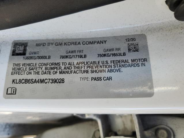 KL8CB6SA4MC739028 - 2021 CHEVROLET SPARK LS WHITE photo 12