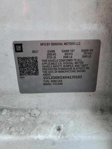 1G1JG6SGXH4170103 - 2017 CHEVROLET SONIC WHITE photo 12