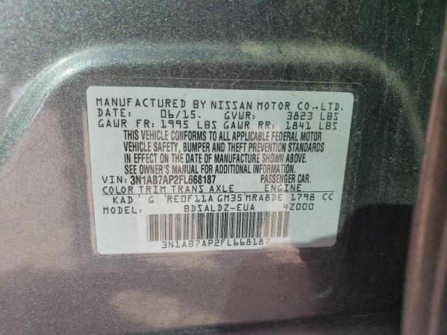 3N1AB7AP2FL668187 - 2015 NISSAN SENTRA S GRAY photo 12