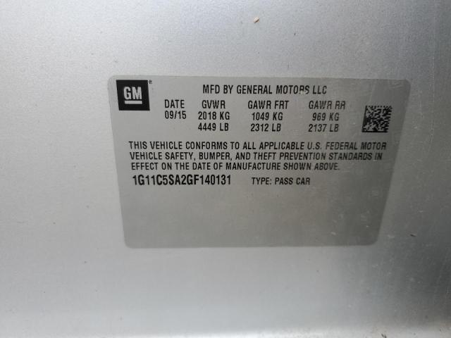 1G11C5SA2GF140131 - 2016 CHEVROLET MALIBU LIM LT Gümüş foto 13