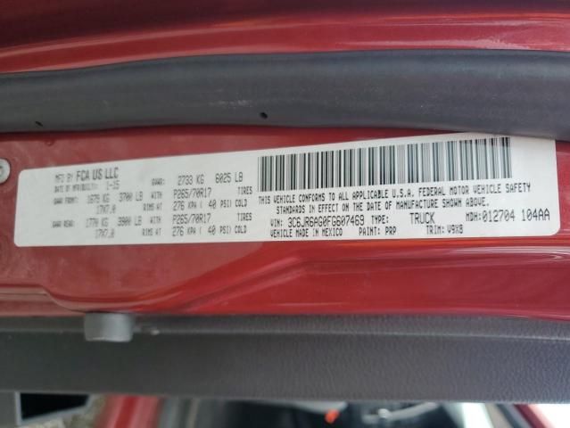 3C6JR6AG0FG607469 - 2015 RAM 1500 ST RED photo 12