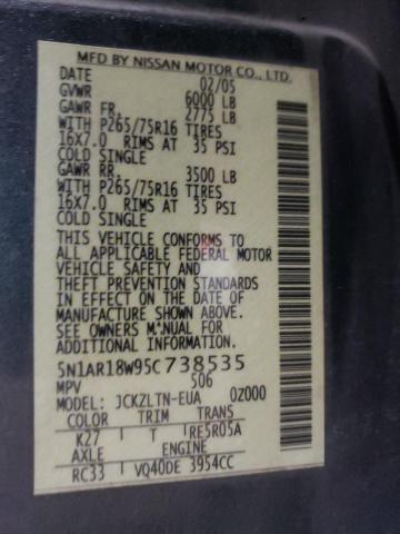 5N1AR18W95C738535 - 2005 NISSAN PATHFINDER LE GRAY photo 13