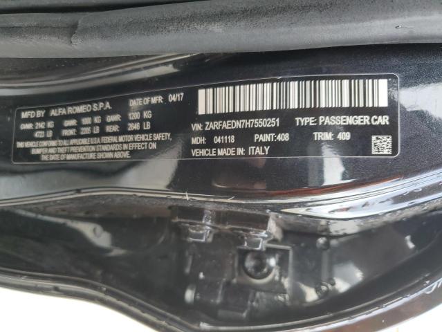 ZARFAEDN7H7550251 - 2017 ALFA ROMEO GIULIA Q4 BLACK photo 13