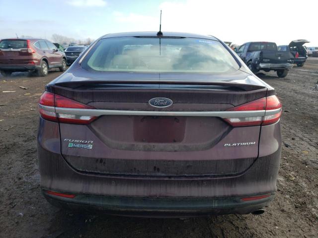 3FA6P0SU0HR255528 - 2017 FORD FUSION TITANIUM PHEV MAROON photo 6