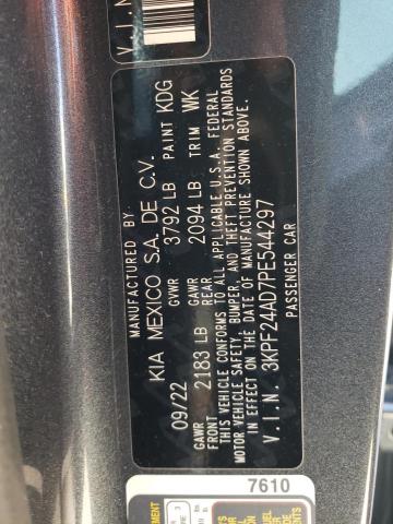 3KPF24AD7PE544297 - 2023 KIA FORTE LX GRAY photo 12