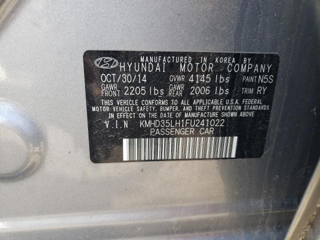 KMHD35LH1FU241022 - 2015 HYUNDAI ELANTRA GT GRAY photo 12