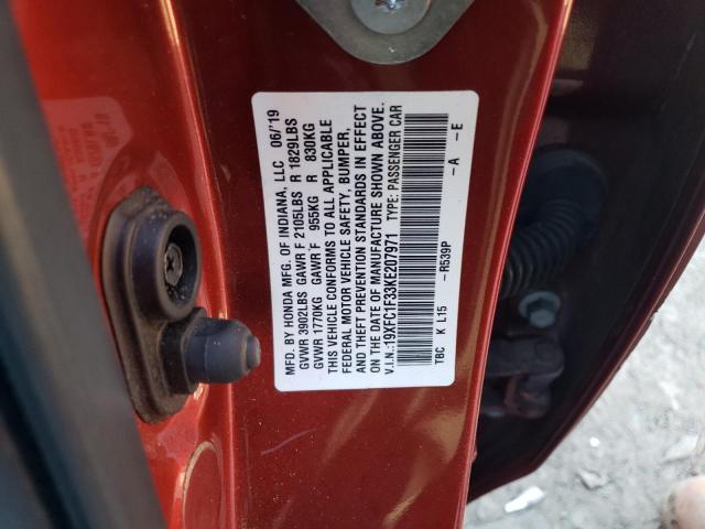 19XFC1F33KE207971 - 2019 HONDA CIVIC EX RED photo 13