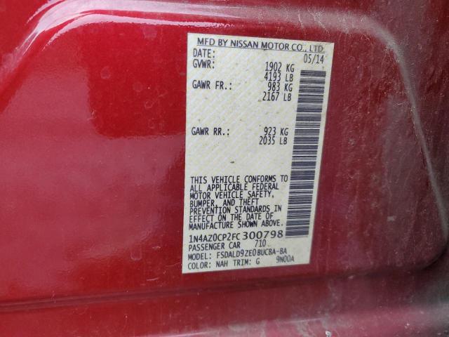 1N4AZ0CP2FC300798 - 2015 NISSAN LEAF S RED photo 12